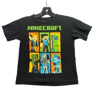 Mojang Minecraft Shirt Boys Small Black Movie Gamer AOP‎ Everyday Streetwear
